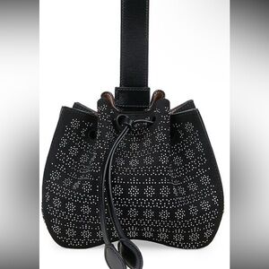 Alaia Small Rose-Marie Studded Suede Bracelet Bag